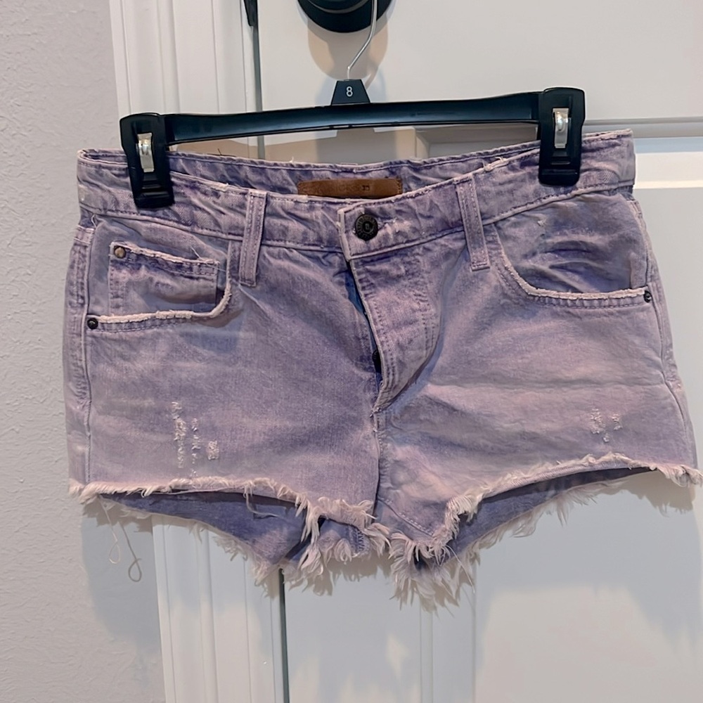 Joe’s purple cutoff shorts